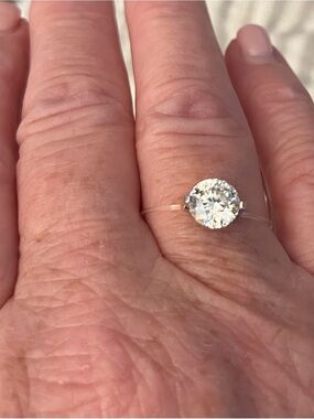 Womens Invisible 2ct Solitaire Clear Crystal Ring in Sterling silver sz 11. NWT